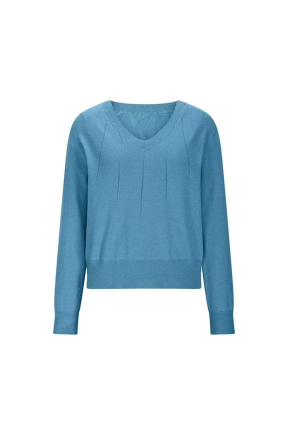 Comfy Versatile Sweaters for Women Cozy Fall Winter Loose V Neck Long Sleeve Ladies Pullover Sweater Tops