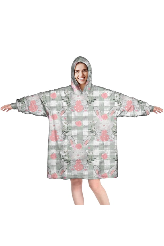 Comfy Wearable Blanket Hoodie for Women Men Adult, Oversized Sherpa Fleece Sweatshirt Blanket with Hood and Pocket