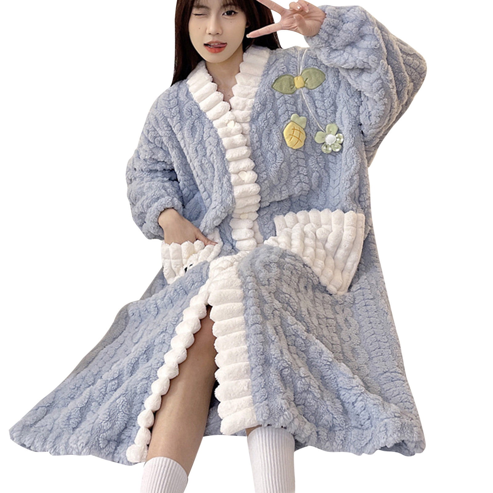 Comfy Womens Pajamas Bath Robes Male Ladies Robe New Coral Velvet