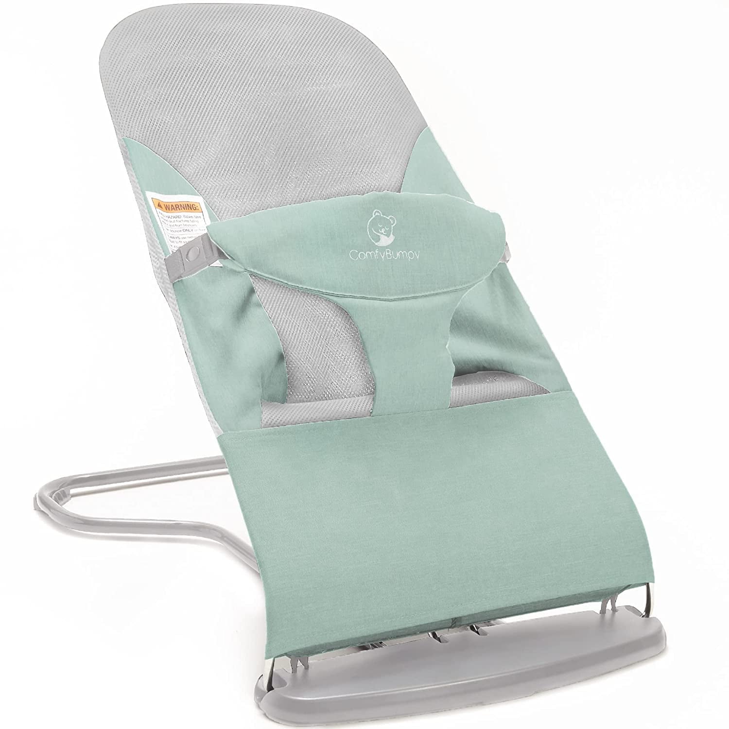 ComfyBumpy Ergonomic Baby Bouncer Seat - Portable Bouncing Chair with Adjustable Height Positions- Green