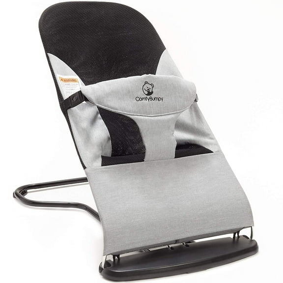 ComfyBumpy Ergonomic Baby Bouncer Seat - Portable Bouncing Chair with Adjustable Height-Gray