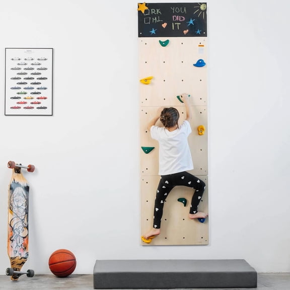 ComfyBumpy Kids Rock Climbing Wall Set – Indoor Jungle Gym with Blackboard & 12 Non-Slip Holds for Toddlers