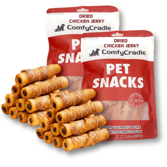 ComfyCradle Beef-Filled Duck Rawhide Sticks, Dental Dog Treats, 10.58 oz