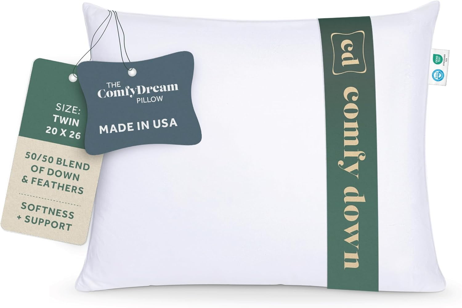 Twin Size White Egyptian Cotton Down Feather Pillow