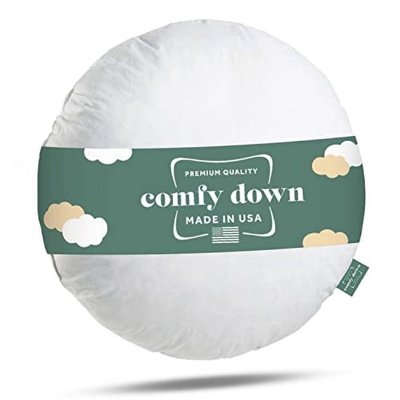 ComfyDown 95% Feather 5% Down, 14 Inch Diameter Round Decorative Pillow Insert, Sham Stuffer - Made in USA