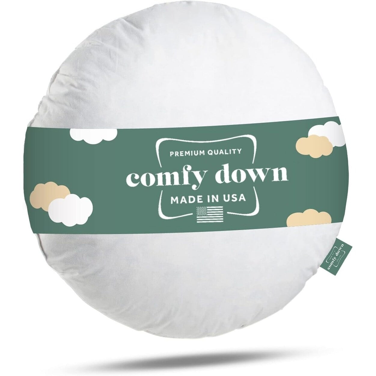 ComfyDown Down and Feather Diameter Round Decorative Pillow Insert Sham Stuffer Made in USA 20