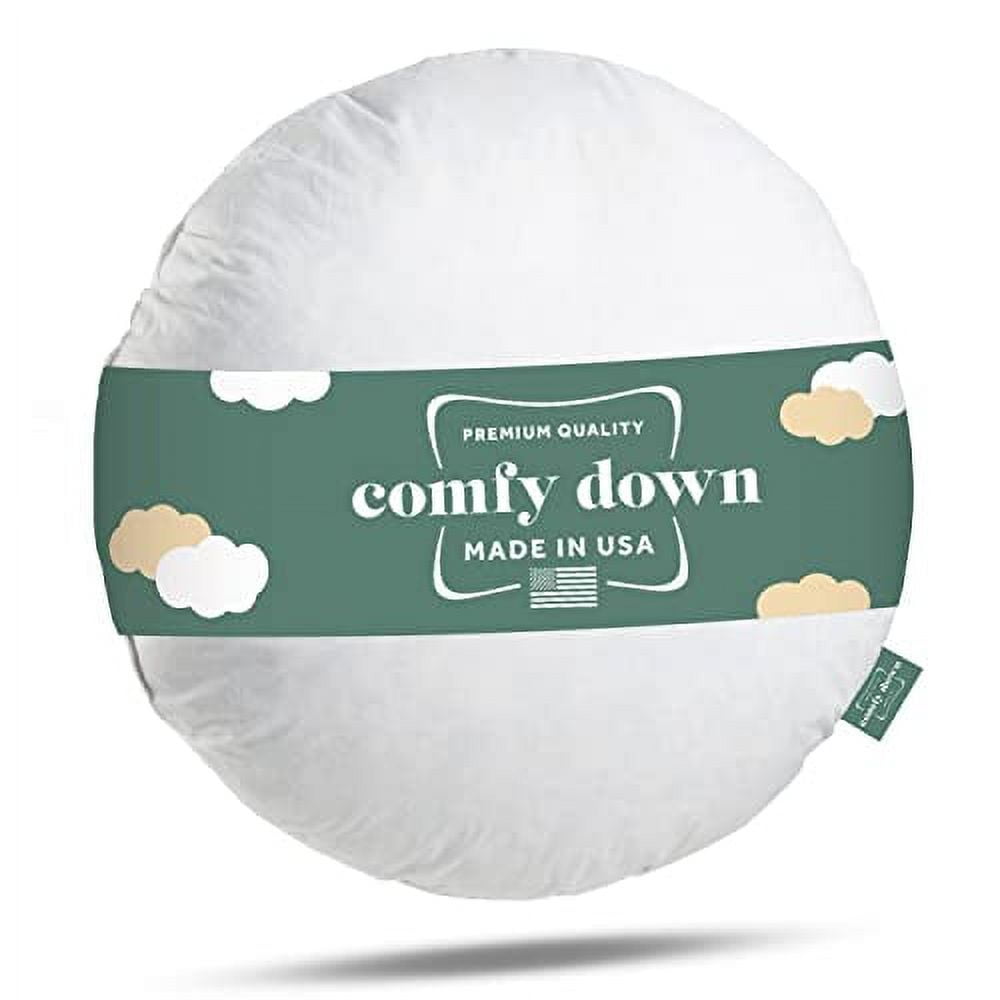 20" Round White Cotton Down and Feather Pillow Insert