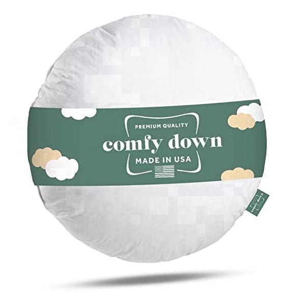 ComfyDown Down and Feather Diameter Round Decorative Pillow Insert, Sham Stuffer - Made in USA (22")