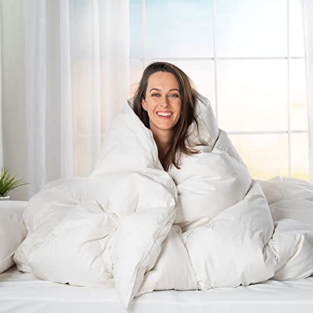 Luxurious White Goose Down Comforter with Egyptian Cotton Cover - Queen