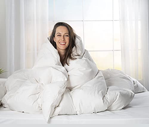 Luxurious White Goose Down Comforter with Egyptian Cotton Cover - Queen