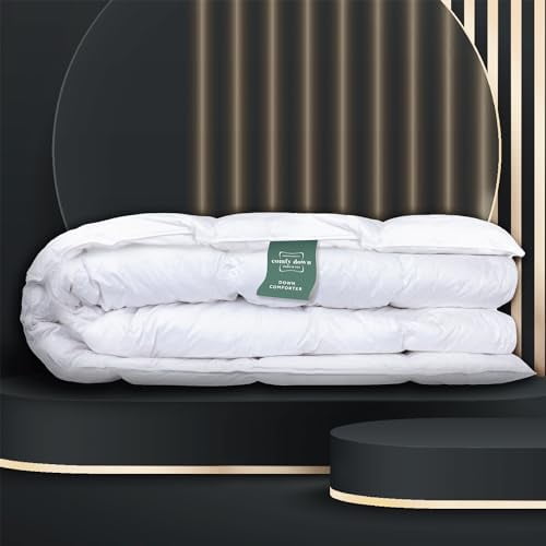ComfyDown RoyalRest Comforter - Made in USA, 750+ Fill Power Luxury White Down, All-Season, Machine Washable, Queen Size 90" x 92"