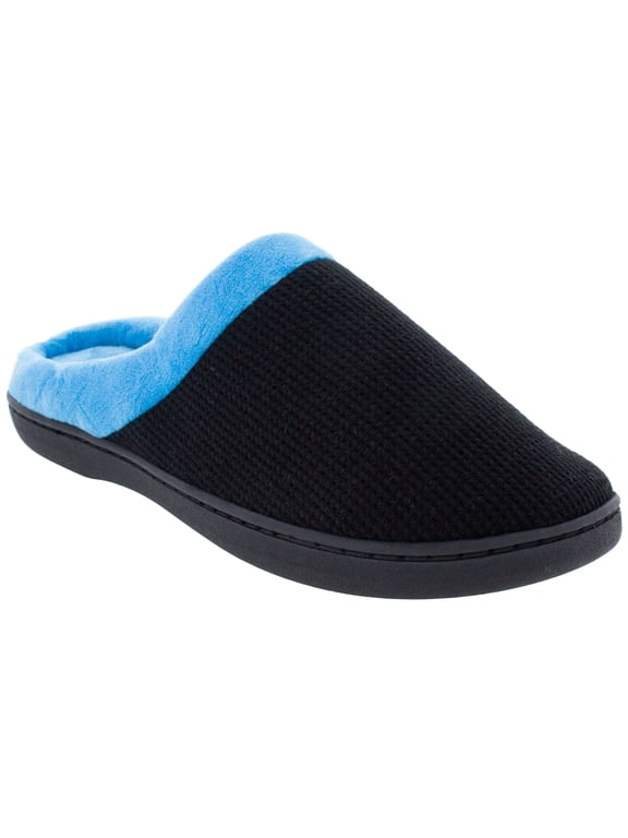 ComfyFeet Everything Comfy Black and Light Blue Clog Slipper - Large