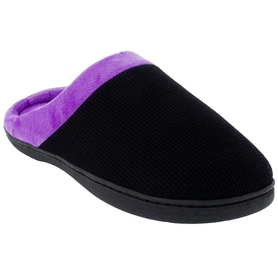 ComfyFeet Everything Comfy Black and Purple Slipper Clog Slipper - X Large