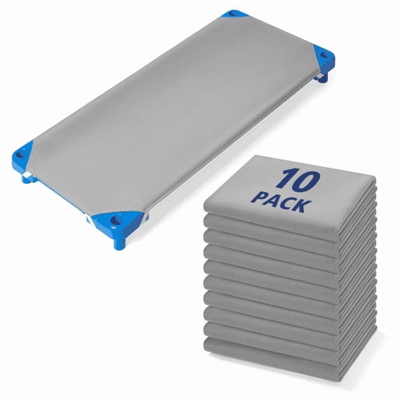 Comfyanno Cot Sheets for Daycare Standard Size - Fits 23" x 52" Cot, 10 Pack Bulk, Daycare Essentials, Soft & Comfortable Fitted Cot Cover, for Preschool Kids Nap Time, Brushed Microfiber - Gray