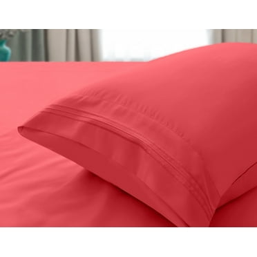 Comfylife Bamboo Derived Rayon Pillowcase Set-Moisture Wicking, No Fading- King (2 Pieces)-Coral