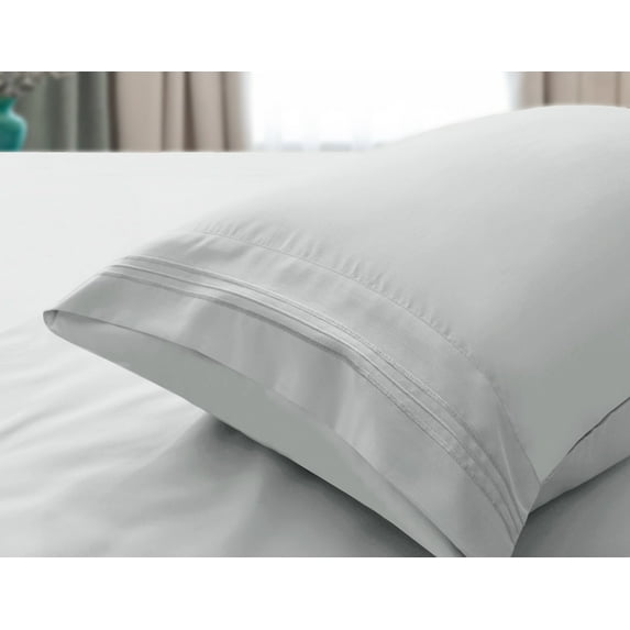 Comfylife Bamboo Derived Rayon Pillowcase Set-Moisture Wicking, No Fading- King (2 Pieces)-Light Grey