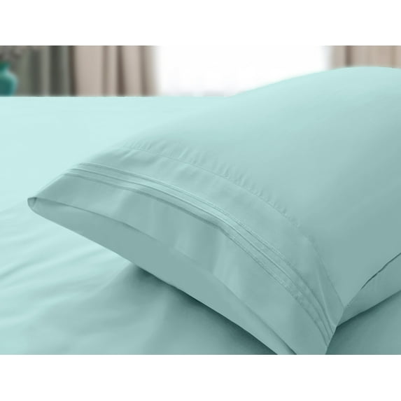 Comfylife Bamboo Pillowcase Set, Softer Than Cotton, Moisture Wicking, No Fading- King (2 Pieces)-Aqua