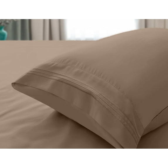 Comfylife Bamboo Pillowcase Set, Softer Than Cotton, Moisture Wicking, No Fading- King (2 Pieces)-Brown