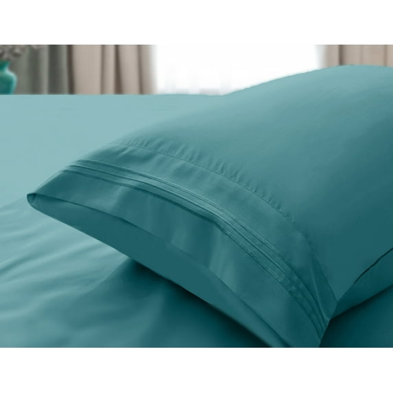 Comfylife Bamboo Pillowcase Set, Softer Than Cotton, Moisture Wicking, No Fading- King (2 Pieces)-Teal