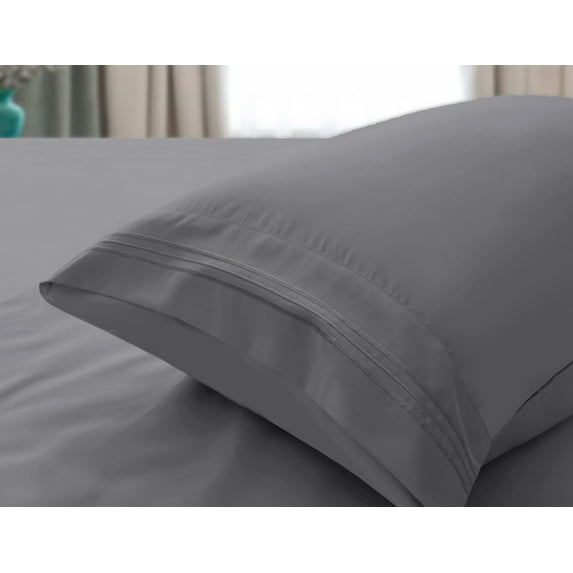 Comfylife Bamboo Pillowcase Set, Softer Than Cotton, Moisture Wicking, No Fading- Queen (2 Pieces)-Gray