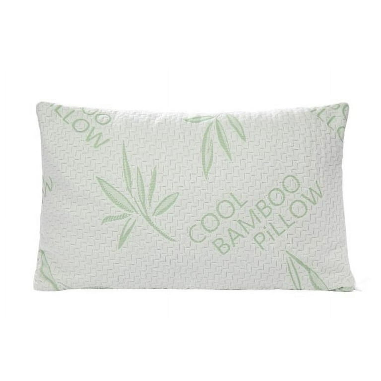 Spirit Linen Bamboo Memory Foam Pillow - White/Light Green Leaves