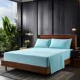 thumbnail image 1 of Comfylife Bamboo Derived Rayon Bed Sheet Set Deep Pockets, Moisture Wicking, No Fading, Softer Than Cotton- 4 Pieces - Full Size, Aqua, 1 of 5