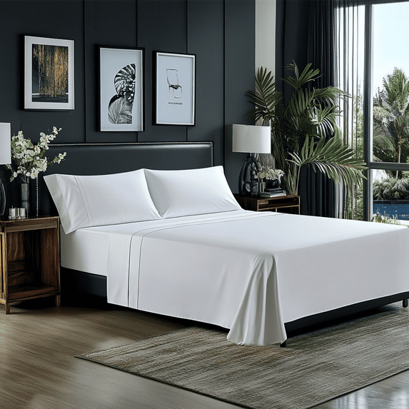 Comfylife Queen Size Bed Sheet Set Bamboo Derived Rayon Deep Pockets, Moisture Wicking, No Fading, Softer Than Cotton- 4 Pieces, White