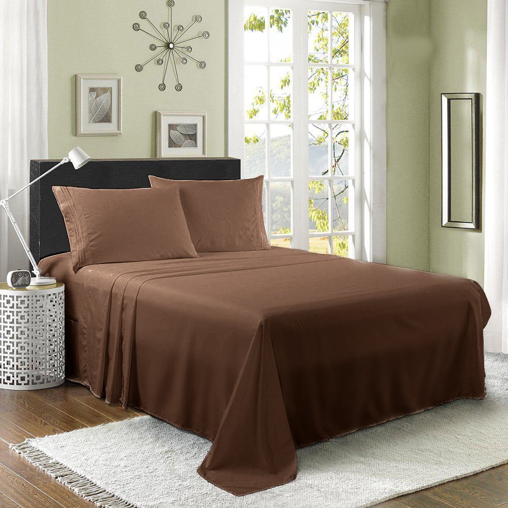 Comfylife Luxury Full Size Rayon Made From Bamboo Sheets Set -Deep Pockets, Moisture Wicking, No Fading, Bamboo Derived Rayon, Softer Than Cotton- 4 Pieces - Full Size, Coffee