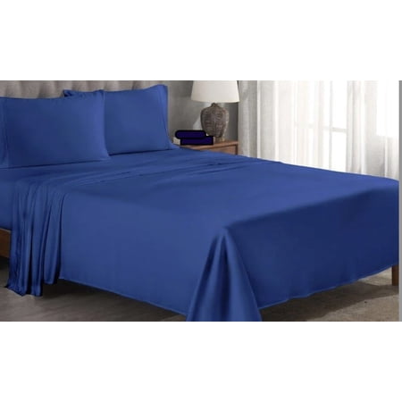 Comfylife Queen Size Bed Sheet Set Bamboo Derived Rayon, Deep Pockets, Moisture Wicking, No Fading, Softer Than Cotton- 6 Pieces, Dark Blue