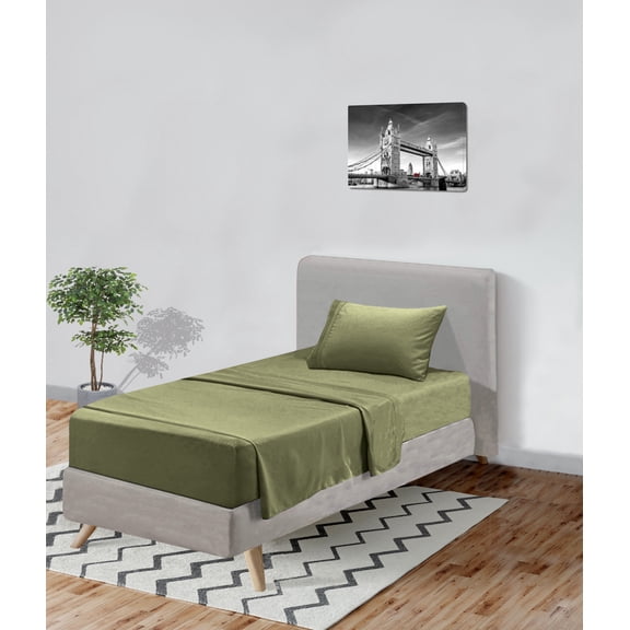 Comfylife Twin/Twin XL Bed Sheet Set Bamboo Derived Rayon Deep Pockets, Moisture Wicking, No Fading, Softer Than Cotton - 3 Pieces -Green