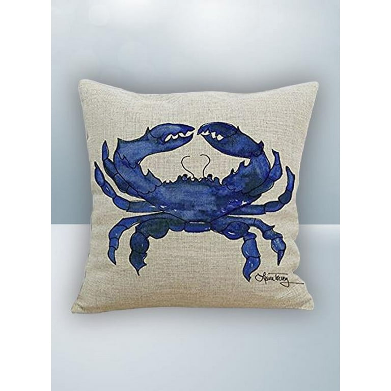 Comfylife Vibrating Magic Pillow, Improve Blood Circulation, Washable, Memory Foam, Blue Crab Design, Massage Pillow, Size: 14 x 14