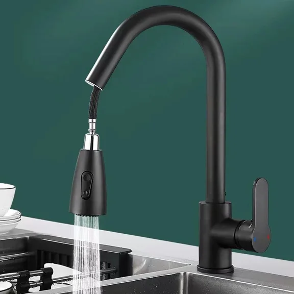 Comfypro Kitchen Sink Faucet Black Pull Down/Out Sprayer Swivel Single Handle Mixer Taps