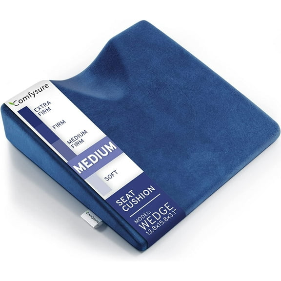 Comfysure Medium Wedge Automotive Seat Cushion, Gray