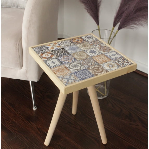 Comfyt Side Table, Coffee Table, End Table, Nightstand Nesting Table, Bedside Table, Accent Table, Home Essentials, Solid Wood Table, Mexican Tile Table, Ceramic End Table