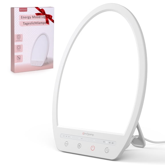 Comfytemp 10,000 Lux Light Therapy Lamp, UV-Free LED Sunlight Lamp with Adjustable Brightness, Color, Timers & Stand for Home Office Desk