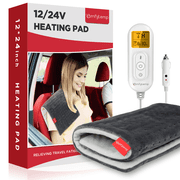 Comfytemp 12V/24V Car Heating Pad for Back, Portable Heated Car Mini Blanket Pad Perfect for Winter Travels, 12x24, Gray