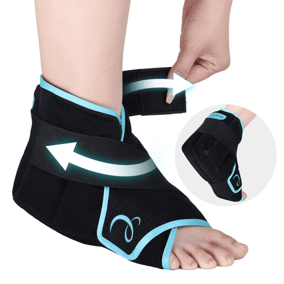 Comfytemp Ankle Ice Pack Wrap with Full Coverage, Hot & Cold Compress for Ankle, Heel, Foot, Size 5-10