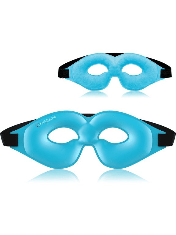 Cooling Eye Mask, Reusable Cold Compress for Puffy Eyes, Dark Circles & Migraines, Hot & Cold Therapy, 3.8"×9.7"