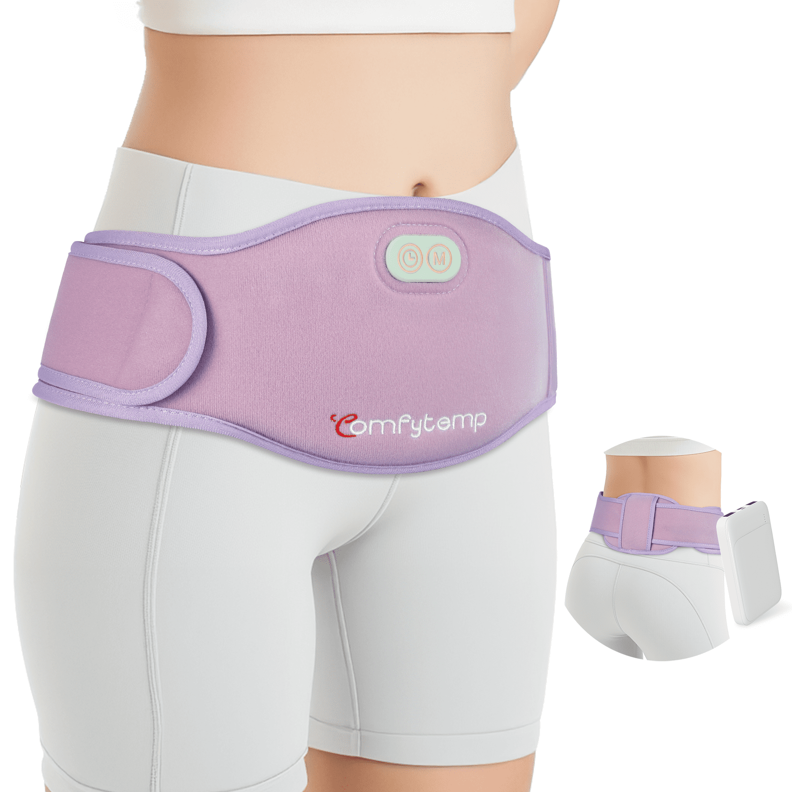 Comfytemp Cordless Heating Pad for Period Cramps & Pain Relief, 3 Heat & Timer Settings, Gifts for Women/Girls/Mom, Purple