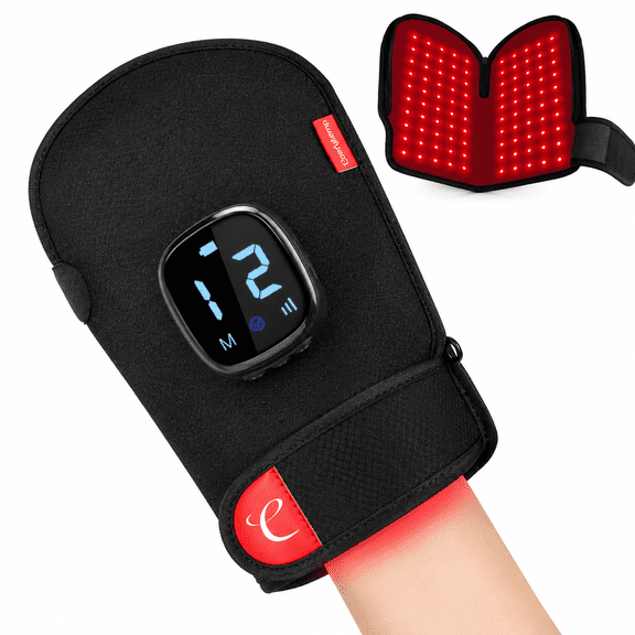Comfytemp Cordless Red Light Wrap for Hand, 5000mAh Rechargeable Near Infrared Glove with APP Control for Wrist and Palm