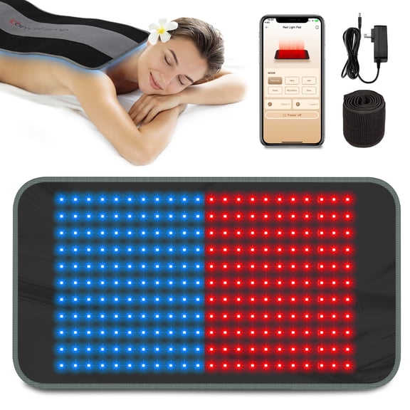 Comfytemp Flexible Red Light Pad, APP-Controlled Red Blue Near Infrared Light Mat for Body Relaxation, 12"24"