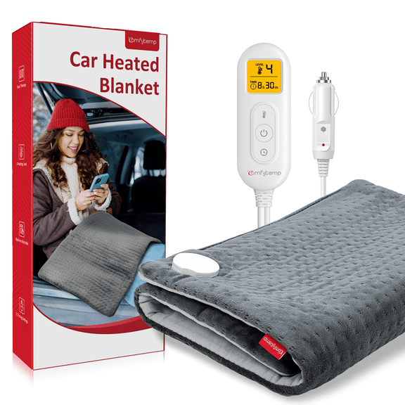 Comfytemp Large Car Heating Pad for Back, 12V/24V Electric Travel Heating Pad for Car, Truck, SUV, RV, 17''x33''