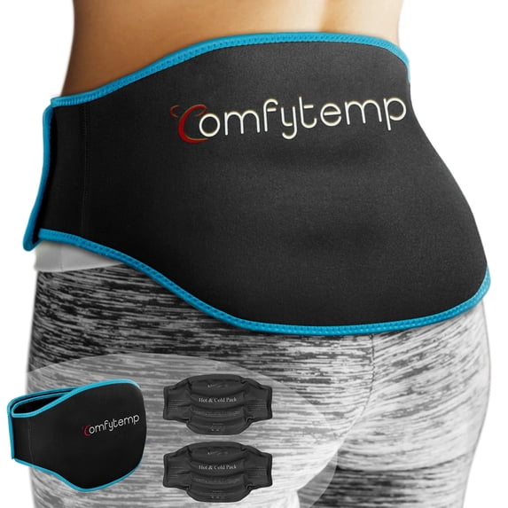 Comfytemp Large Back Ice Pack Wrap with 2 Reusable Gels, Hot & Cold Compress for Waist, Hip, Knee & Shoulder Pain Relief & Swelling