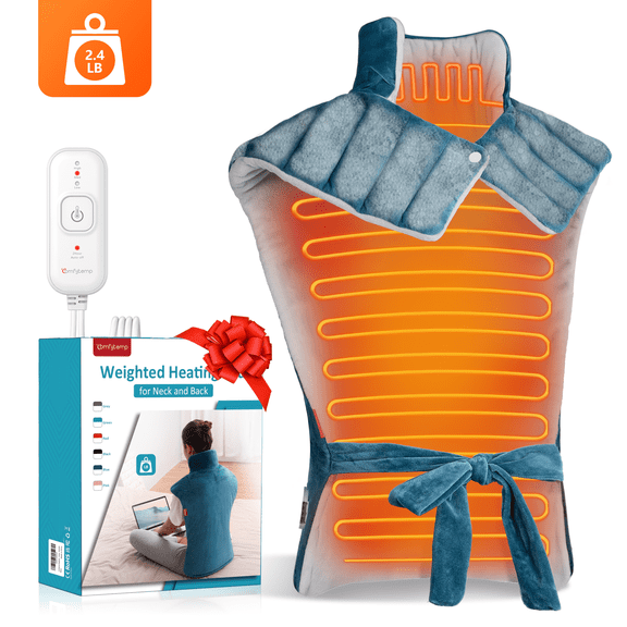 Comfytemp Extra-Large Heating Pad for Full-Back Soothing, 22" x 33", Blue