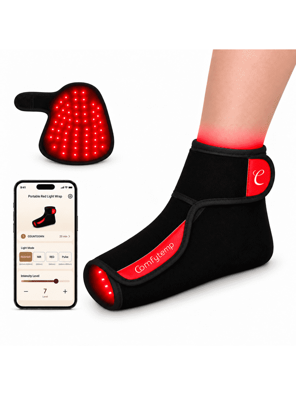 Large Red Light heated Wrap for Foot Ankle, Cordless Red Light Heated Boots Fits 7-12 Shoes Size