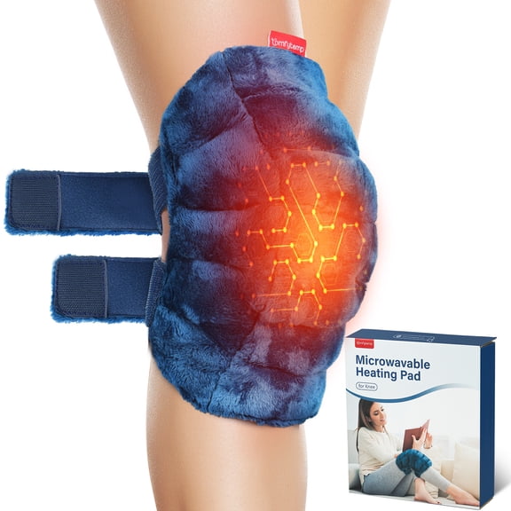Comfytemp Microwave Heating Pad for Knee, Adjustable Microwavable Knee Heating Pad with Natural Clay Beads & Flaxseeds