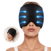 Comfytemp Cooling Head Wrap with Compression, Super Soft Ice Pack for Headaches, Black