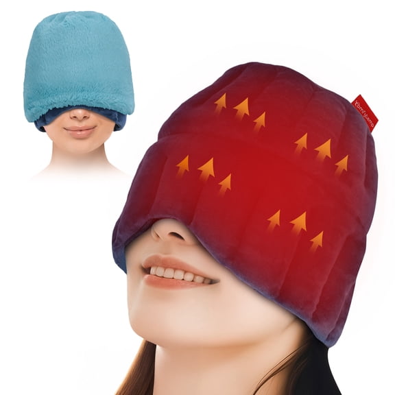 Comfytemp Migraine Relief Cap with Hot Cold Therapy, Microwave Head Heating Pad for Tension & Stress, 360 Full Coverage