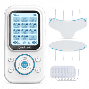 Comfytemp Portable Rechargeable TENS Unit, Dual Channel Muscle Stimulator Massager with Electrode Pads, Multiple Modes for Home Office Use