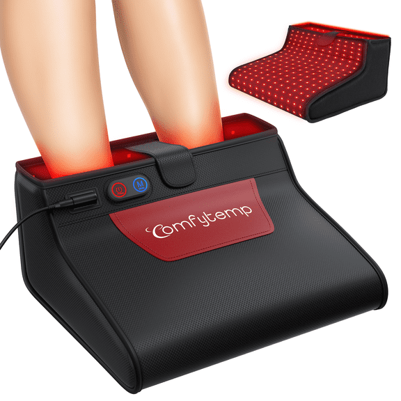 Comfytemp Red Light for Feet, 3D Wearable Red Infrared Light Foot Wrap for Ankle Heel Sole Plantar Joint Muscle, Foot Max Size 12